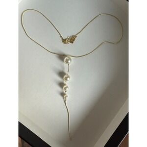 NWT Gold‎ Chain Necklace with Faux Pearl Drop Pendant Fashion Jewelry
